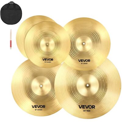 VEVOR - Cymbal Pack, 4 Pieces Cymbals for Drum Set, Alloy Cymbals Drum Set Includes 14-inch Hi-Hats, 16-inch Crash - Bright copper VEVOR - Cymbal Pack, 4 Pieces Cymbals for Drum Set, Alloy Cymbals Drum Set Includes 14-inch Hi-Hats, 16-inch Crash - Bright copper