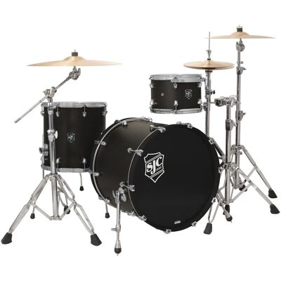 SJC Custom Drums - Navigator 3-Piece Maple Shell Pack Drum Kit with 22" Bass Drum and Chrome Hardware - Ghost Black SJC Custom Drums - Navigator 3-Piece Maple Shell Pack Drum Kit with 22" Bass Drum and Chrome Hardware - Ghost Black