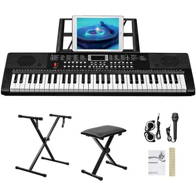 Winado - 61 Key Electronic Keyboard Piano w/ Stand, Bench & Headphones, Microphone Set for Beginners w/Lighted Keys Winado - 61 Key Electronic Keyboard Piano w/ Stand, Bench & Headphones, Microphone Set for Beginners w/Lighted Keys