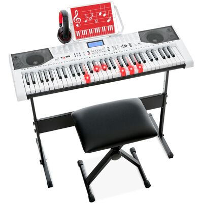 Best Choice Products - 61-Key Beginners Complete Electronic Keyboard Piano Set w/ LCD Screen, Lighted Keys - White Best Choice Products - 61-Key Beginners Complete Electronic Keyboard Piano Set w/ LCD Screen, Lighted Keys - White