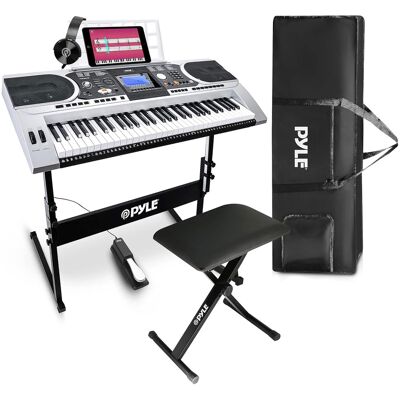 Pyle - Piano Keyboard, 61 Keys, Sustain Pedal, Headset, Weatherproof Bag, Stand, for Beginners - PKBRD6175P Pyle - Piano Keyboard, 61 Keys, Sustain Pedal, Headset, Weatherproof Bag, Stand, for Beginners - PKBRD6175P