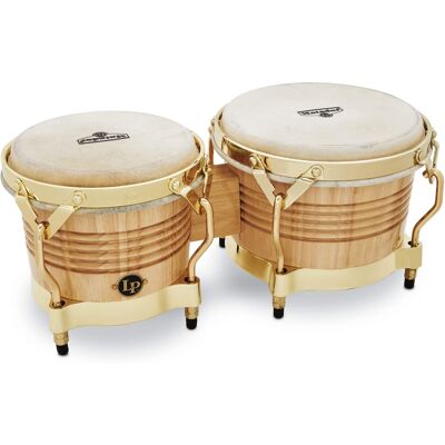 Latin Percussion - 7.25 and 8.625 Inch Bongo Drums Natural Gold Hardware Latin Percussion - 7.25 and 8.625 Inch Bongo Drums Natural Gold Hardware