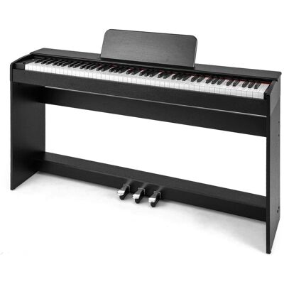 Costway - 88-Key Hammer Action Weighted Keyboard Electric Piano with Stand & Triple Pedals - Black Costway - 88-Key Hammer Action Weighted Keyboard Electric Piano with Stand & Triple Pedals - Black