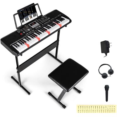 Gymax - 61 Keys Beginners Piano Keyboard Electric Keyboard Kit w/ Adjustable Stand - Black Gymax - 61 Keys Beginners Piano Keyboard Electric Keyboard Kit w/ Adjustable Stand - Black