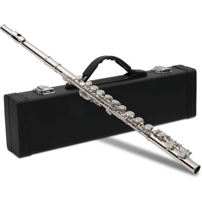 Winado - C Flutes with E-split, Orchestra Closed Hole Flute Kit for Beginners & Professionals, 16 Keys Musical Nickel Flute Winado - C Flutes with E-split, Orchestra Closed Hole Flute Kit for Beginners & Professionals, 16 Keys Musical Nickel Flute