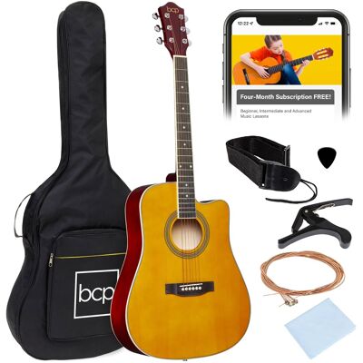 Best Choice Products - 41in Full Size Beginner Acoustic Guitar Set with Case, Strap, Capo, Strings - Aged Natural Best Choice Products - 41in Full Size Beginner Acoustic Guitar Set with Case, Strap, Capo, Strings - Aged Natural