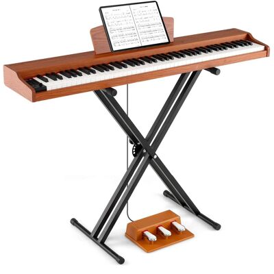Costway - 88-Key Keyboard Piano Set with Adjustable Stand & 2 Keyboard Mode 2 Speakers - Brown Costway - 88-Key Keyboard Piano Set with Adjustable Stand & 2 Keyboard Mode 2 Speakers - Brown