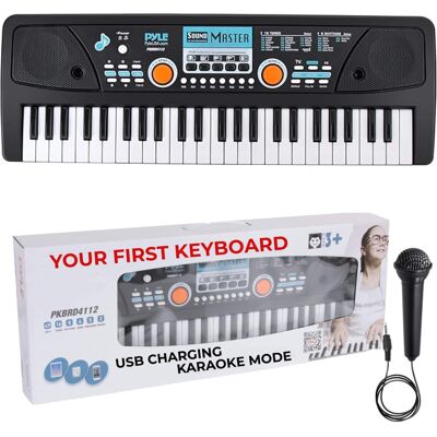 Pyle - 49-Key Electric Piano Keyboard – Portable Digital Music Keyboard with Drum Pad, Microphone, Record & Playback Mode - Black Pyle - 49-Key Electric Piano Keyboard – Portable Digital Music Keyboard with Drum Pad, Microphone, Record & Playback Mode - Black