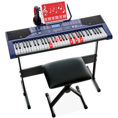 Best Choice Products - 61-Key Beginners Complete Electronic Keyboard Piano Set w/ LCD Screen, Lighted Keys - Blue Best Choice Products - 61-Key Beginners Complete Electronic Keyboard Piano Set w/ LCD Screen, Lighted Keys - Blue