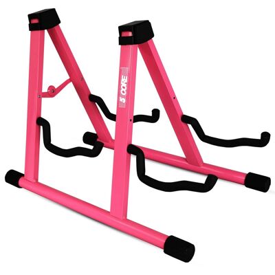 5 CORE - Double Guitar Stand A Frame Shape w Foam Arms Supports Acoustic Electric Bass Ukulele Banjo - Pink 5 CORE - Double Guitar Stand A Frame Shape w Foam Arms Supports Acoustic Electric Bass Ukulele Banjo - Pink