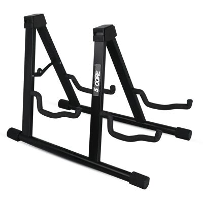 5 CORE - Double Guitar Stand A Frame Shape w Foam Arms Supports Acoustic Electric Bass Ukulele Banjo - Black 5 CORE - Double Guitar Stand A Frame Shape w Foam Arms Supports Acoustic Electric Bass Ukulele Banjo - Black
