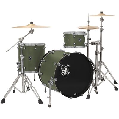 SJC Custom Drums - Navigator 3-Piece Maple Shell Pack Drum Kit with 22" Bass Drum and Chrome Hardware - Deep Olive Green SJC Custom Drums - Navigator 3-Piece Maple Shell Pack Drum Kit with 22" Bass Drum and Chrome Hardware - Deep Olive Green