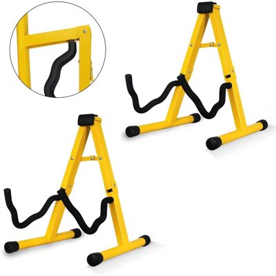 5 CORE - 5Core Guitar Stand A Frame w Foam Arms for Acoustic Electric - Yellow 5 CORE - 5Core Guitar Stand A Frame w Foam Arms for Acoustic Electric - Yellow