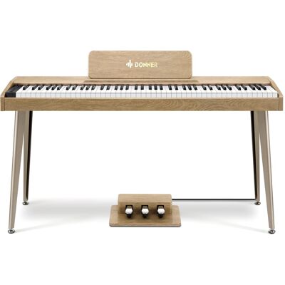 Donner music - Donner DDP-60 Wooden 88-Key Semi-Weighted Upright Digital Piano with 3-Pedal for Beginner Color - Natural Donner music - Donner DDP-60 Wooden 88-Key Semi-Weighted Upright Digital Piano with 3-Pedal for Beginner Color - Natural