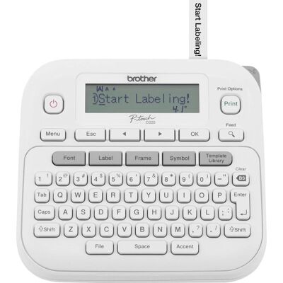 Brother - P-touch PTD220 Label Printer, Great for Personalization and Storage/Organization - White Brother - P-touch PTD220 Label Printer, Great for Personalization and Storage/Organization - White