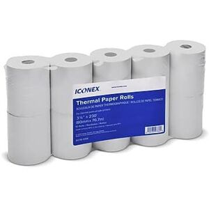 Iconex - Thermal Cash Register Paper Rolls, 3 1/8" x 230', 10 Rolls/Pack - White Iconex - Thermal Cash Register Paper Rolls, 3 1/8" x 230', 10 Rolls/Pack - White