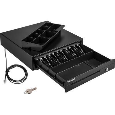 VEVOR Cash Register Drawer, 16" 12 V, for POS System with 5 Bill 8 Coin Cash Tray,Removable Coin Compartment & 2 Keys Included VEVOR Cash Register Drawer, 16" 12 V, for POS System with 5 Bill 8 Coin Cash Tray,Removable Coin Compartment & 2 Keys Included