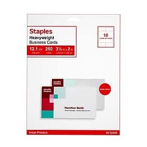 Staples - Business Cards, 3.5" x 2", Matte 250/Pack - White Staples - Business Cards, 3.5" x 2", Matte 250/Pack - White