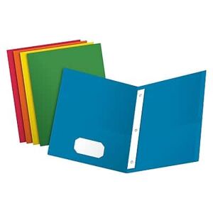 Oxford - 10% Recycled 2-Pocket Paper Portfolio Folder with Fasteners, Assorted, 25/Box (57713) - Assorted Colors Oxford - 10% Recycled 2-Pocket Paper Portfolio Folder with Fasteners, Assorted, 25/Box (57713) - Assorted Colors