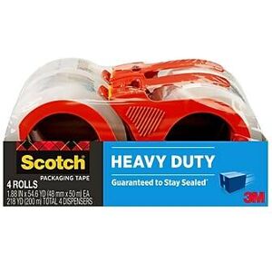 Scotch - Heavy Duty Packing Tape with Dispenser, 1.88" x 54.6 yds., 4/Pack - Clear Scotch - Heavy Duty Packing Tape with Dispenser, 1.88" x 54.6 yds., 4/Pack - Clear