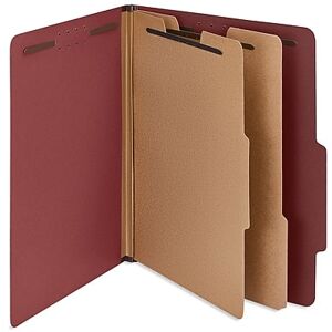 Staples - 100% Recycled Heavy Duty Pressboard Classification Folder, 2-Dividers, 2" Expansion, Letter Size, 10/Box - Red Staples - 100% Recycled Heavy Duty Pressboard Classification Folder, 2-Dividers, 2" Expansion, Letter Size, 10/Box - Red