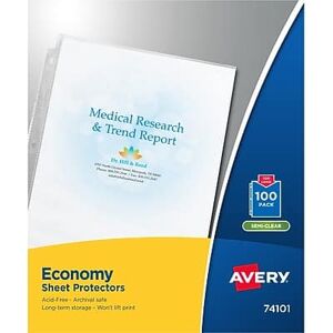 Avery - Economy Lightweight Sheet Protectors, 8.5" x 11", 100/Box - Semi-Clear Avery - Economy Lightweight Sheet Protectors, 8.5" x 11", 100/Box - Semi-Clear