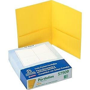 Oxford - Twin Portfolio Folders, 25/Box (OXF 57509) - Yellow Oxford - Twin Portfolio Folders, 25/Box (OXF 57509) - Yellow