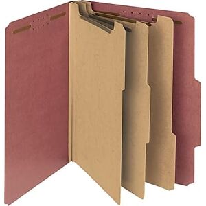Smead - Recycled Heavy Duty Pressboard Classification Folder, 3-Dividers, 3" Expansion, Letter Size, 10/Box - Red Smead - Recycled Heavy Duty Pressboard Classification Folder, 3-Dividers, 3" Expansion, Letter Size, 10/Box - Red