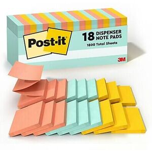 Post-it - Pop-up Sticky Notes, 3" x 3", Beachside Café Collection, 100 Sheets/Pad, 18 Pads/Pack - Assorted Post-it - Pop-up Sticky Notes, 3" x 3", Beachside Café Collection, 100 Sheets/Pad, 18 Pads/Pack - Assorted