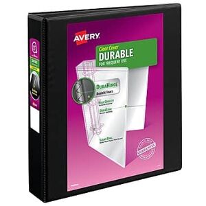 Avery - Durable 1 1/2" 3-Ring View Binders, EZD Ring - Black Avery - Durable 1 1/2" 3-Ring View Binders, EZD Ring - Black