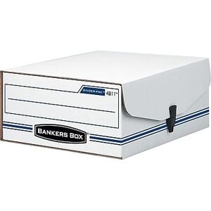 Bankers Box - Liberty Binder-Pak Corrugated File Storage Box, Snap Closure, Check & Voucher Size/Blue - White and Blue Bankers Box - Liberty Binder-Pak Corrugated File Storage Box, Snap Closure, Check & Voucher Size/Blue - White and Blue