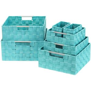 Sorbus - 7 Piece Storage Baskets for Organizing , Mesh, Linen, Organizer Storage Baskets for Home or Office - Blue Sorbus - 7 Piece Storage Baskets for Organizing , Mesh, Linen, Organizer Storage Baskets for Home or Office - Blue