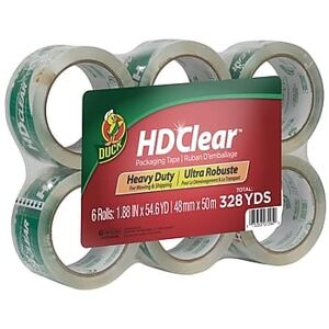 Duck - HD Heavy Duty Packing Tape, 1.88" x 54.6 yds., 6/Pack - Clear Duck - HD Heavy Duty Packing Tape, 1.88" x 54.6 yds., 6/Pack - Clear
