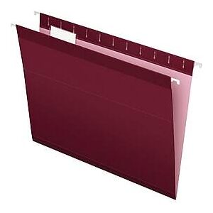 Pendaflex - Reinforced Hanging File Folders, 1/5 Tab, Letter Size, 25/Box - Burgundy Pendaflex - Reinforced Hanging File Folders, 1/5 Tab, Letter Size, 25/Box - Burgundy