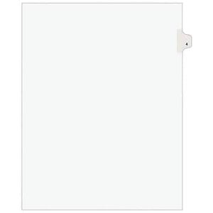 Avery - Legal Pre-Printed Paper Dividers, Side Tab #4, Style, Letter Size, 25/Pack - White Avery - Legal Pre-Printed Paper Dividers, Side Tab #4, Style, Letter Size, 25/Pack - White