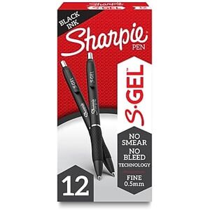 Sharpie - S-Gel Retractable Gel Pens, Fine Point, 0.5mm, Ink, Dozen - Black Sharpie - S-Gel Retractable Gel Pens, Fine Point, 0.5mm, Ink, Dozen - Black