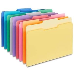Staples - File Folders, 1/3-Cut Tab, Letter Size, 100/Pack (ST508804-CC) - Assorted Colors Staples - File Folders, 1/3-Cut Tab, Letter Size, 100/Pack (ST508804-CC) - Assorted Colors