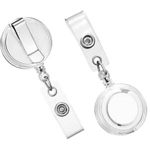 Staples - Badge Reels, 33" Retractable Cord Length, Vinyl/Metal, 25/Pack - Translucent Staples - Badge Reels, 33" Retractable Cord Length, Vinyl/Metal, 25/Pack - Translucent