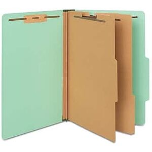 Staples - 60% Recycled Pressboard Classification Folder, 2-Dividers, 2 1/2" Expansion, Legal Size, 20/Box - Green Staples - 60% Recycled Pressboard Classification Folder, 2-Dividers, 2 1/2" Expansion, Legal Size, 20/Box - Green