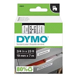 Dymo - D1 Standard 45803 Label Maker Tape, 3/4" x 23' - Black on White Dymo - D1 Standard 45803 Label Maker Tape, 3/4" x 23' - Black on White