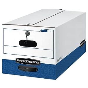 Bankers Box - Liberty Heavy-Duty Corrugated File Storage Boxes, Letter Size/Blue, 4/Carton - White and Blue Bankers Box - Liberty Heavy-Duty Corrugated File Storage Boxes, Letter Size/Blue, 4/Carton - White and Blue