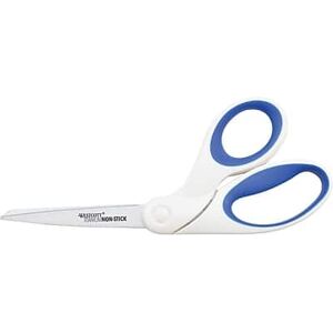 Westcott - Wetscott Bent Titanium Bonded Non-Stick 8" Scissors, Pointed Tip - White/Blue Westcott - Wetscott Bent Titanium Bonded Non-Stick 8" Scissors, Pointed Tip - White/Blue