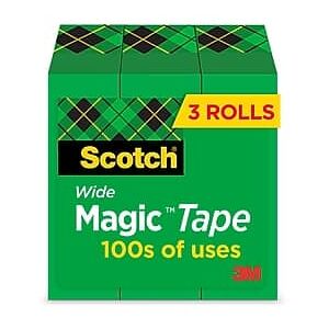 Scotch - Magic Tape Refill, 1" x 72 yds., 3" Core, 3 Rolls/Pack - Invisible Clear Scotch - Magic Tape Refill, 1" x 72 yds., 3" Core, 3 Rolls/Pack - Invisible Clear