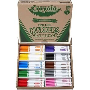 Crayola - Classpack Non-Washable Markers, Fine, 200/Pack - Assorted Colors Crayola - Classpack Non-Washable Markers, Fine, 200/Pack - Assorted Colors