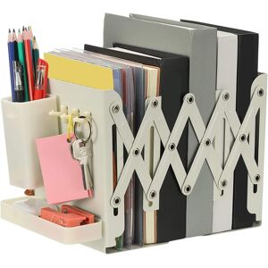 Unique Bargains - Adjustable Book Ends, 7.5" Tall Heavy Duty Metal Adjustable Bookends, with Removable Pen Holder Tray and 3 Hook-up - White Unique Bargains - Adjustable Book Ends, 7.5" Tall Heavy Duty Metal Adjustable Bookends, with Removable Pen Holder Tray and 3 Hook-up - White