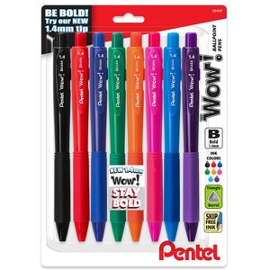 Pentel - Wow! Retractable Ballpoint Pen, (1.4mm) Bold Line, Assorted Ink, 8-Pack Pentel - Wow! Retractable Ballpoint Pen, (1.4mm) Bold Line, Assorted Ink, 8-Pack