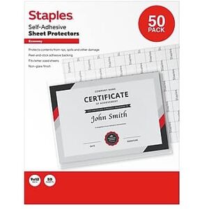 Staples - Plastic Sleeve, 9" x 12", 50/Pack - Clear Staples - Plastic Sleeve, 9" x 12", 50/Pack - Clear