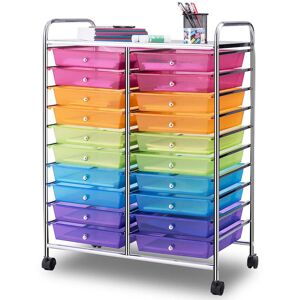 Gymax - Office Rolling Cart 20 Storage Drawers Scrapbook Paper Studio Organizer Mutlicolor - Red, Orange, Green, Blue and Violet Gymax - Office Rolling Cart 20 Storage Drawers Scrapbook Paper Studio Organizer Mutlicolor - Red, Orange, Green, Blue and Violet