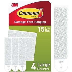 Command - Large Hanging Strips, 15 lb., 4 Pairs/Pack - White Command - Large Hanging Strips, 15 lb., 4 Pairs/Pack - White