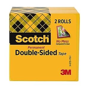 Scotch - Permanent Double Sided Tape Refill, 1/2" x 36 yds., 2/Pack - Clear Scotch - Permanent Double Sided Tape Refill, 1/2" x 36 yds., 2/Pack - Clear